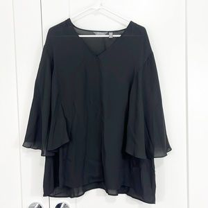 Lisa Rinna 2XL Black V-Neck Flowy Blouse Top